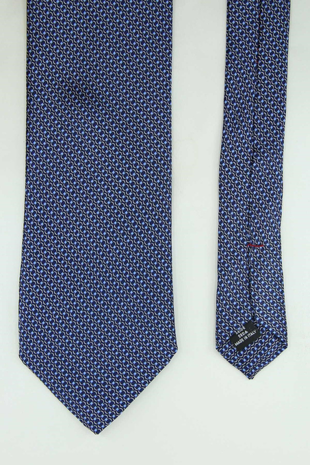 Lacivert Motif Desen İtalyan İpek Kravat İK2555