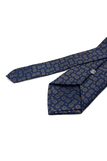 Lacivert Motif Desen Mendilli Klasik Kravat KK13658