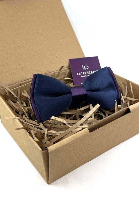 Lacivert - Mürdüm Saten Düz Papyon P1992