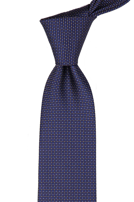 Lacivert Nokta Desen Mendilli Klasik Kravat KK9382