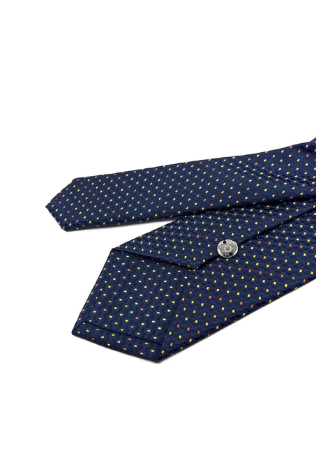 Lacivert  Nokta Desen Mendilli Klasik Kravat KK11397