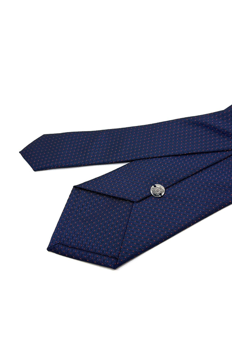 Lacivert Nokta Desen Mendilli Klasik Kravat KK11672