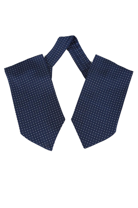 Lacivert Puantiye Desen İpek İtalyan Erkek Ascot K425