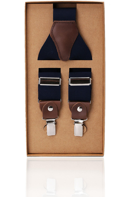 Lacivert Renk Deri Bağlantılı Erkek Pantolon Askısı PAN46