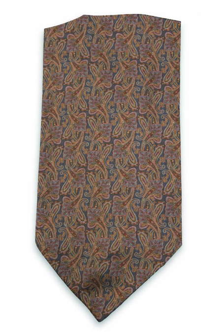 Lacivert Şal Desen Ascot Kravat K685