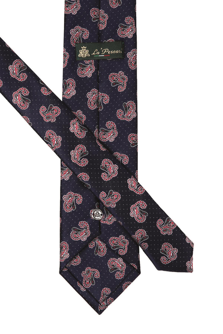 Lacivert Şal Desen Mendilli Klasik Kravat KK9863