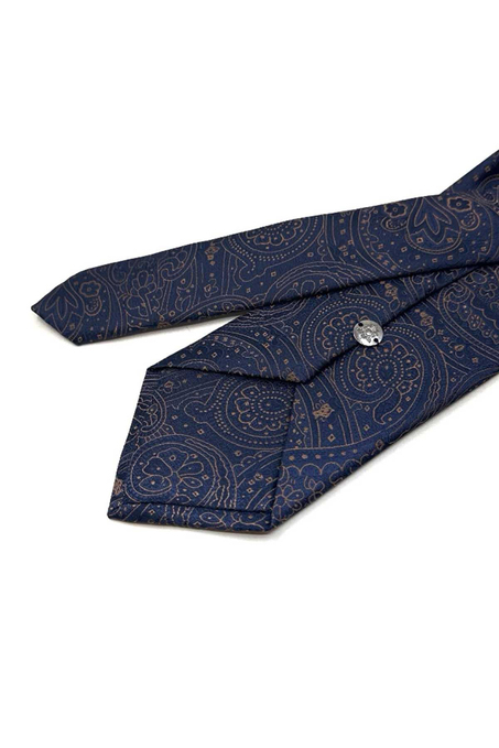 Lacivert Şal Desen Mendilli Klasik Kravat KK13118
