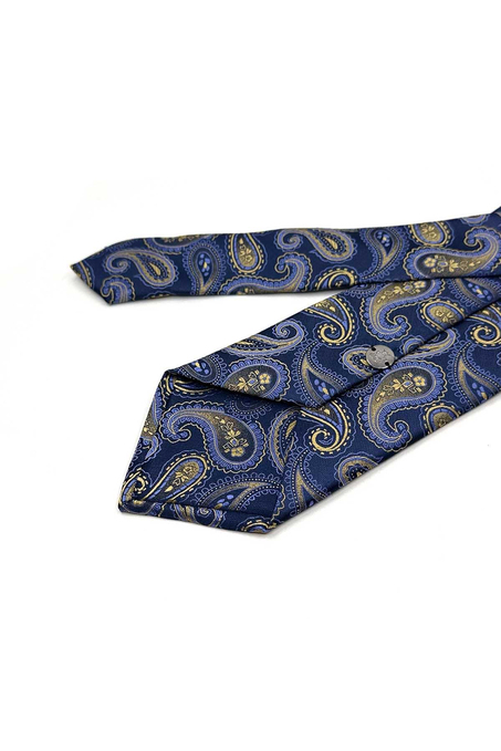 Lacivert Şal Desen Mendilli Klasik Kravat KK13122