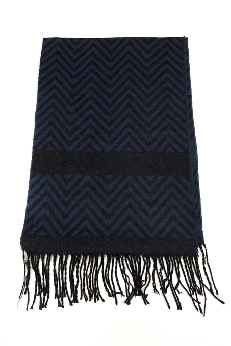 Lacivert - Siyah Çift Taraflı Erkek Kaşkol K397