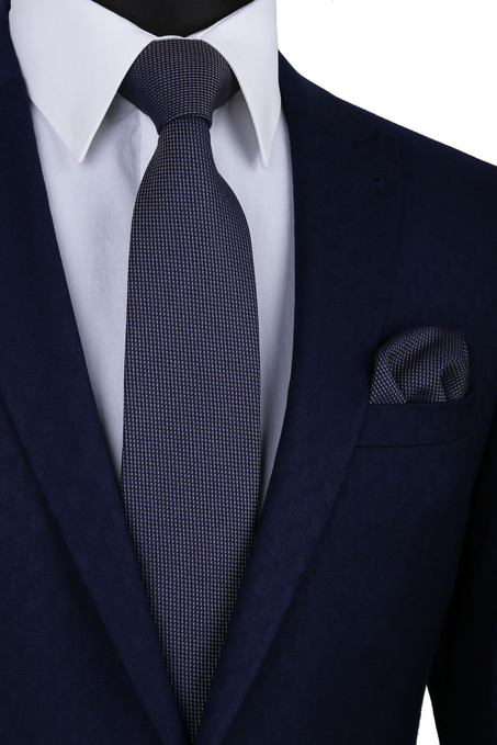 Lacivert Yün Mendilli Klasik Kravat KK5068