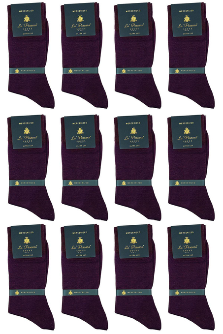 LaPescara Ultra Lüks 12li Mor Merserize Erkek Klasik Çorap Set  CRP2