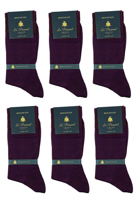 LaPescara Ultra Lüks 6lı Mor Merserize Erkek Klasik Çorap Set CRP200