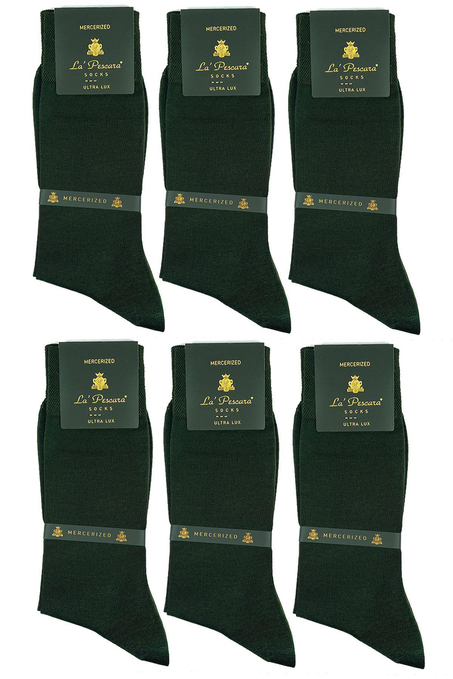 LaPescara Ultra Lüks 6lı Yeşil Merserize Erkek Klasik Çorap Set CRP2