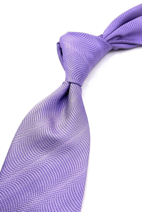 Lila Kendinden Desen İtalyan İpek Kravat İK1658