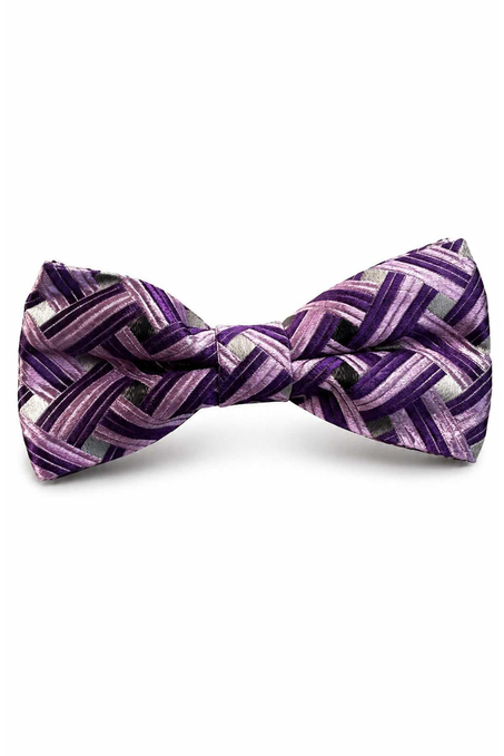 Lila Mor Motif İpek Papyon SB235