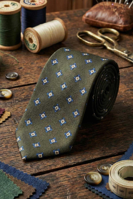 Locarno Style Kahve Küçük Desen İtalyan İpek Kravat İK2241