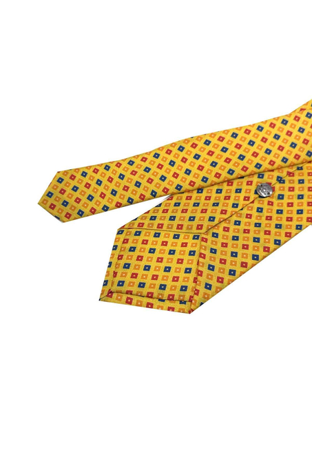Marmotte Style Sarı Küçük Desen İtalyan İpek Kravat İK2285
