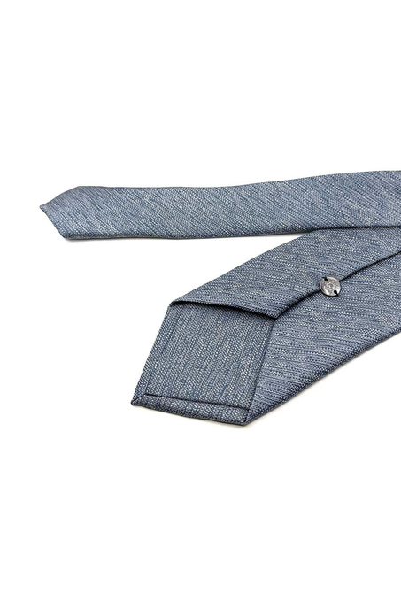 Mavi - Bej Kum Desen Mendilli Klasik Kravat KK12344