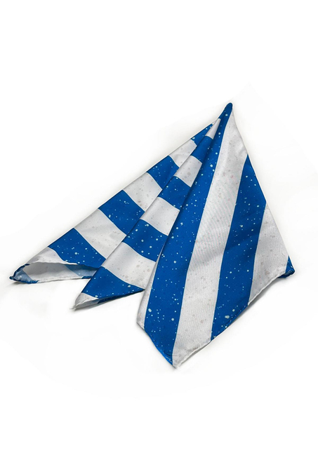 Mavi - Beyaz Çizgi Desen Fular Bandana 55-55 cm  KDNF14