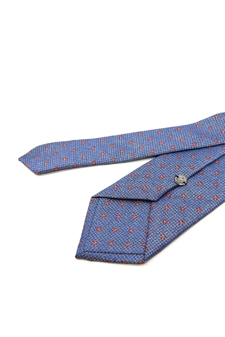 Mavi Çiçek Desen Mendilli Klasik Kravat KK12258