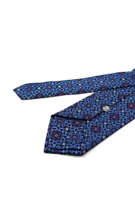 Mavi Lacivert Motif Desen Mendilli Klasik Kravat KK13924