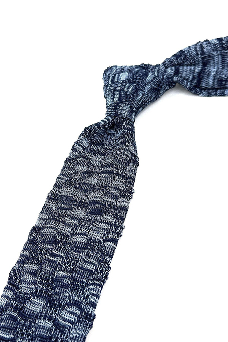Mavi - Lacivert Motif Desen Örgü Kravat ÖR8358