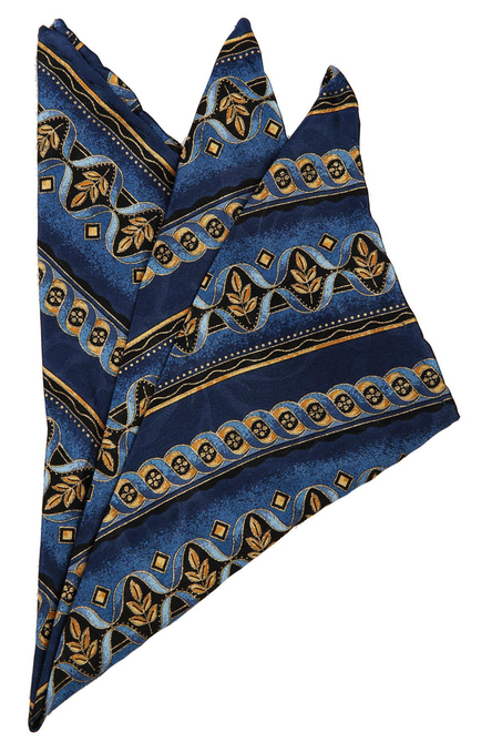Mavi Motif Baskılı İpek Mendil SPS402