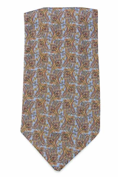Mavi Şal Desen Ascot Kravat K684