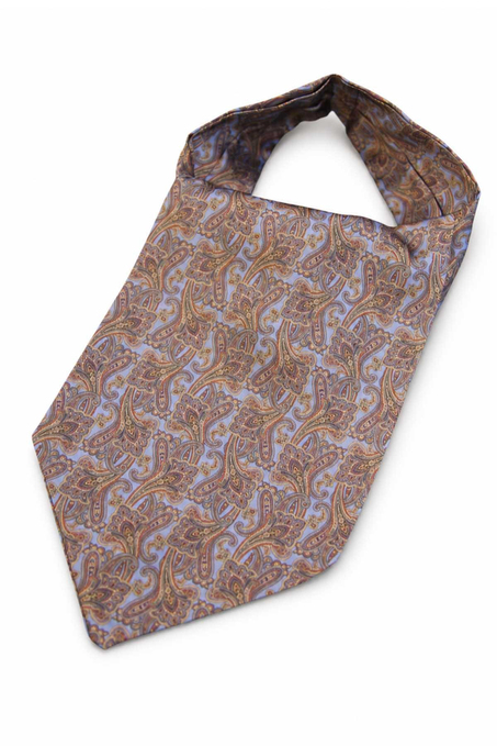 Mavi Şal Desen Ascot Kravat K684