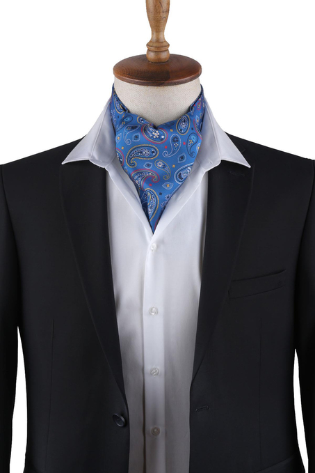 Mavi Şal Desen Erkek Fular K418