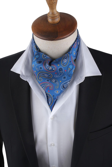 Mavi Şal Desen Erkek Fular K418
