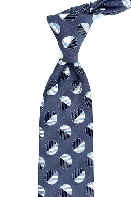 Mertolioni Style Gri Puantiye Desen İtalyan İpek Kravat İK1208
