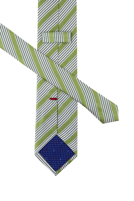 Mezzano Style Yeşil Çizgi Desen İtalyan İpek Kravat İK860