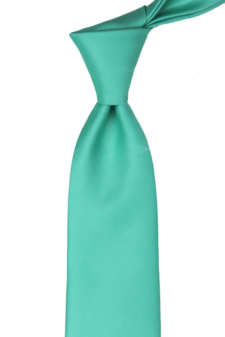Mint Yeşili Mendilli Düz Saten Kravat 1607