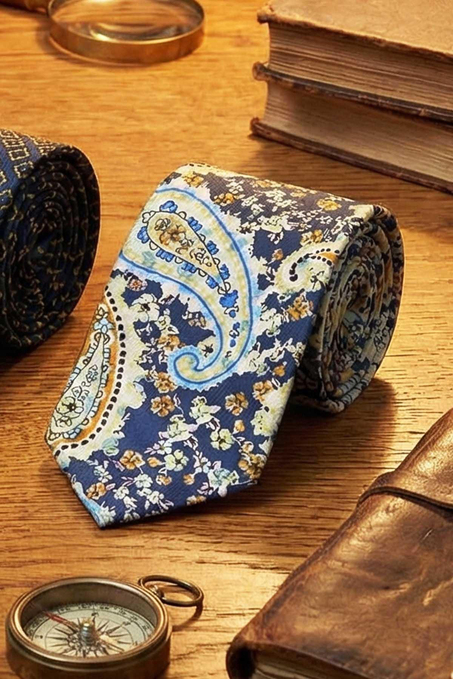 Minusio Style Çok Renkli Şal Desen İtalyan İpek Kravat İK2243