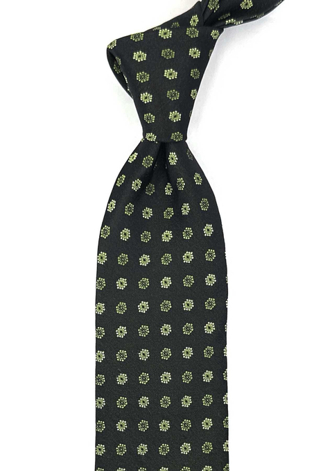Montevetro Style Siyah Küçük Desen İtalyan İpek Kravat İK1978