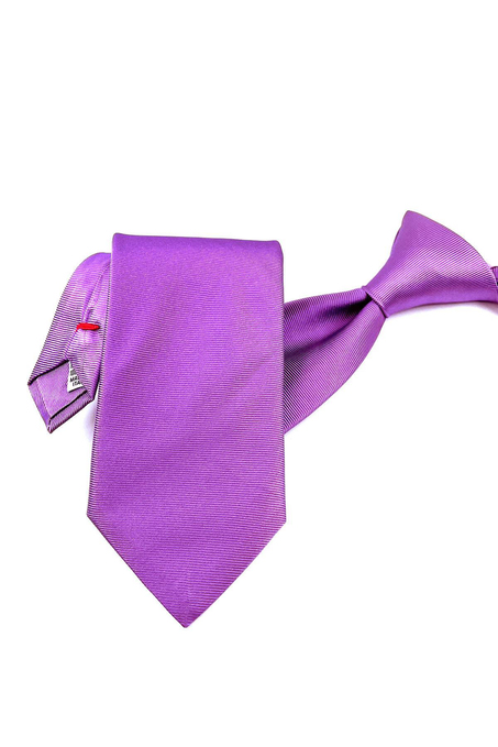 Mor Diagonal İtalyan Düz İpek Kravat İK1287