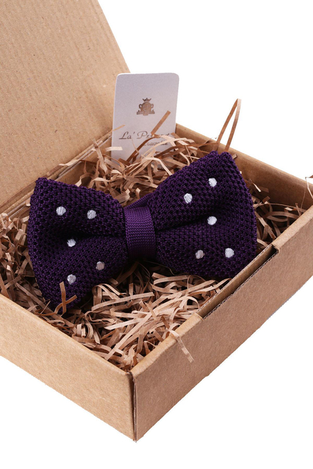 Mor Puantiye Desen Örgü Papyon ÖR135