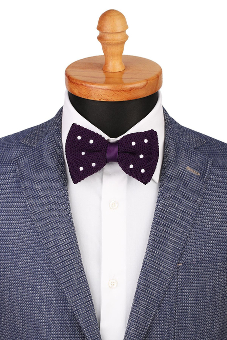 Mor Puantiye Desen Örgü Papyon ÖR135