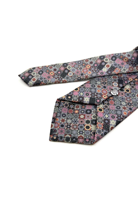 Mozaik Desen Çok Renkli Patchwork Klasik Kravat KK13363