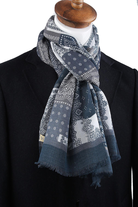 Mulbery Style Gri - Lacivert İtalyan Modal Kaşkol MDL09