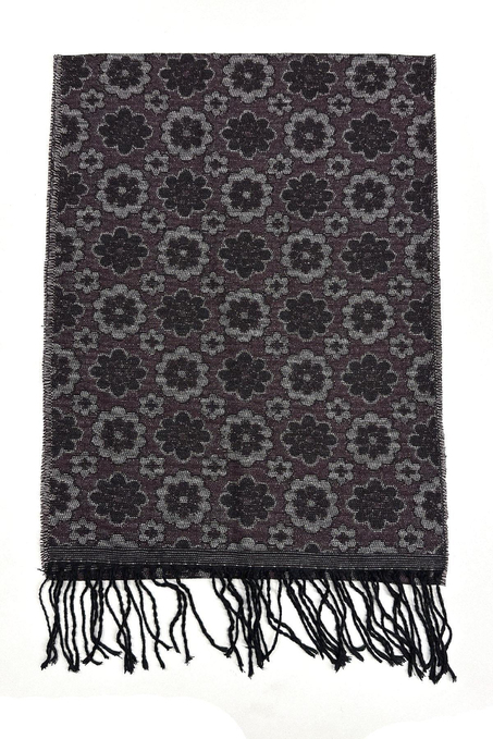Mürdüm Çiçek Desen Erkek Kaşkol K505