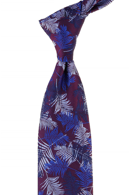 Mürdüm Çiçek Desen Mendilli Klasik Kravat KK10752
