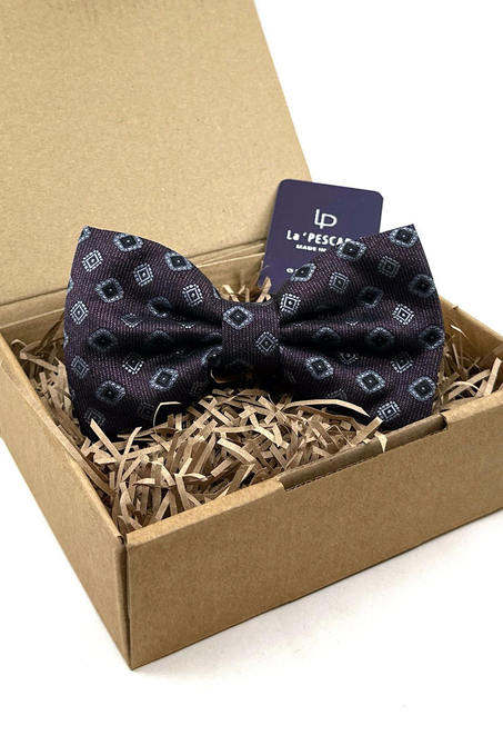 Mürdüm - Gri Küçük Desen Büyük Papyon P1830