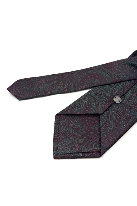 Mürdüm Şal Desen Mendilli Klasik Kravat KK13127