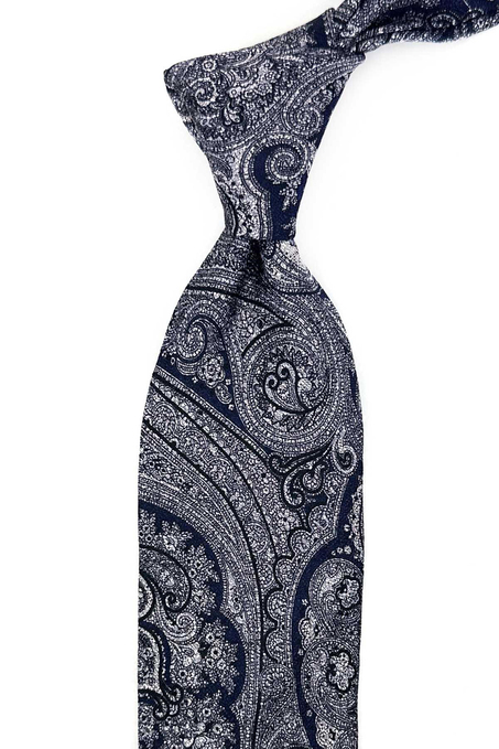 Olandesi Style Şal Desen İtalyan Gri İpek Kravat İK2352
