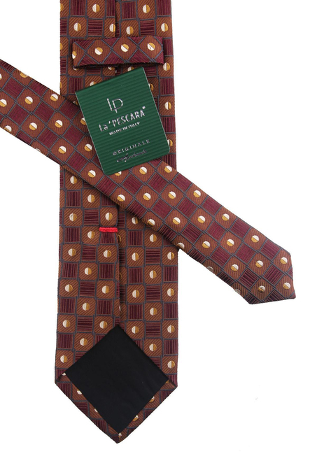 Olivetta Style Kahverengi Motif Desen İtalyan İpek Kravat İK725