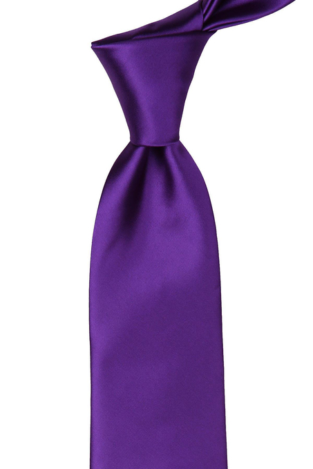 Patlıcan Moru Düz Saten Mendilli Kravat KK1131