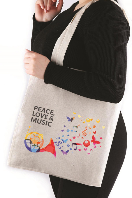 Peace Love Music Bez Çanta 35*40 Tote Bag TOT91