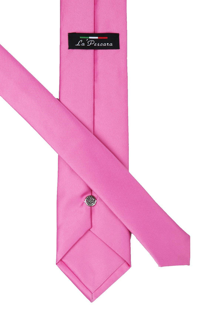 Pembe Mendilli Düz Saten Kravat KK1138